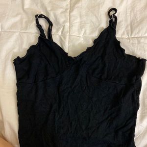 Ruffle black tank top cami